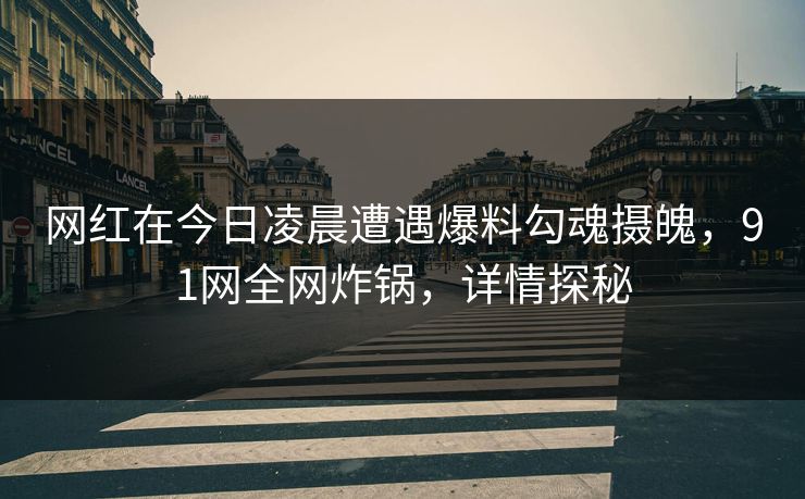 网红在今日凌晨遭遇爆料勾魂摄魄，91网全网炸锅，详情探秘