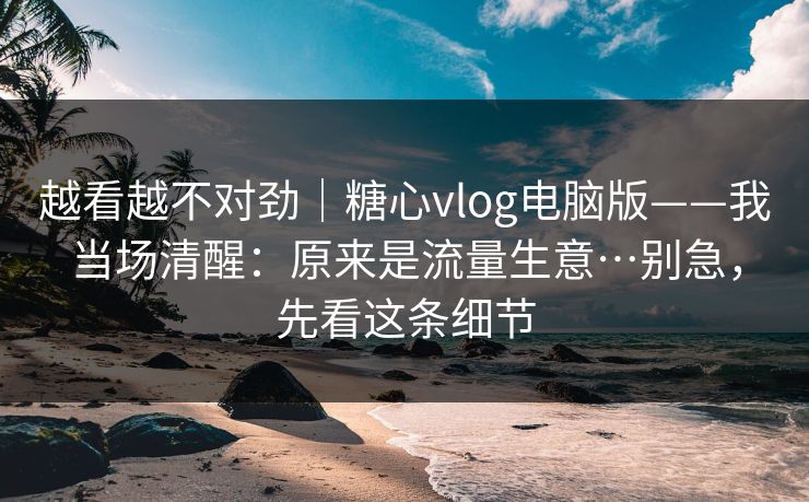 越看越不对劲｜糖心vlog电脑版——我当场清醒：原来是流量生意…别急，先看这条细节